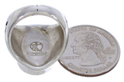 Genuine Sterling Silver Jewelry Turquoise Inlay Ring Size 7 TX38695